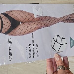 New Charmnight High Waist Black Fishnet Stockings Pack of Two